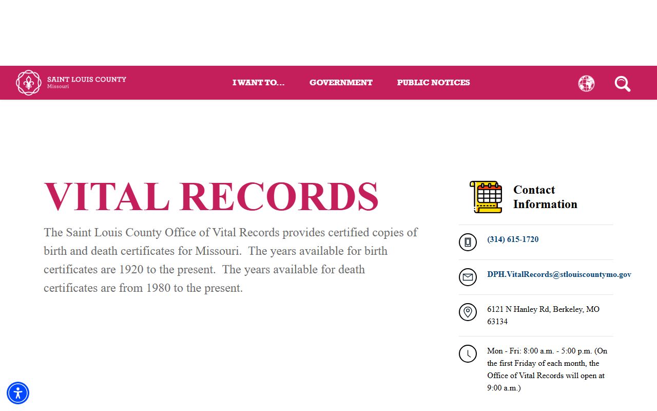 St. Charles Missouri state birth records Bureau of Vital Records