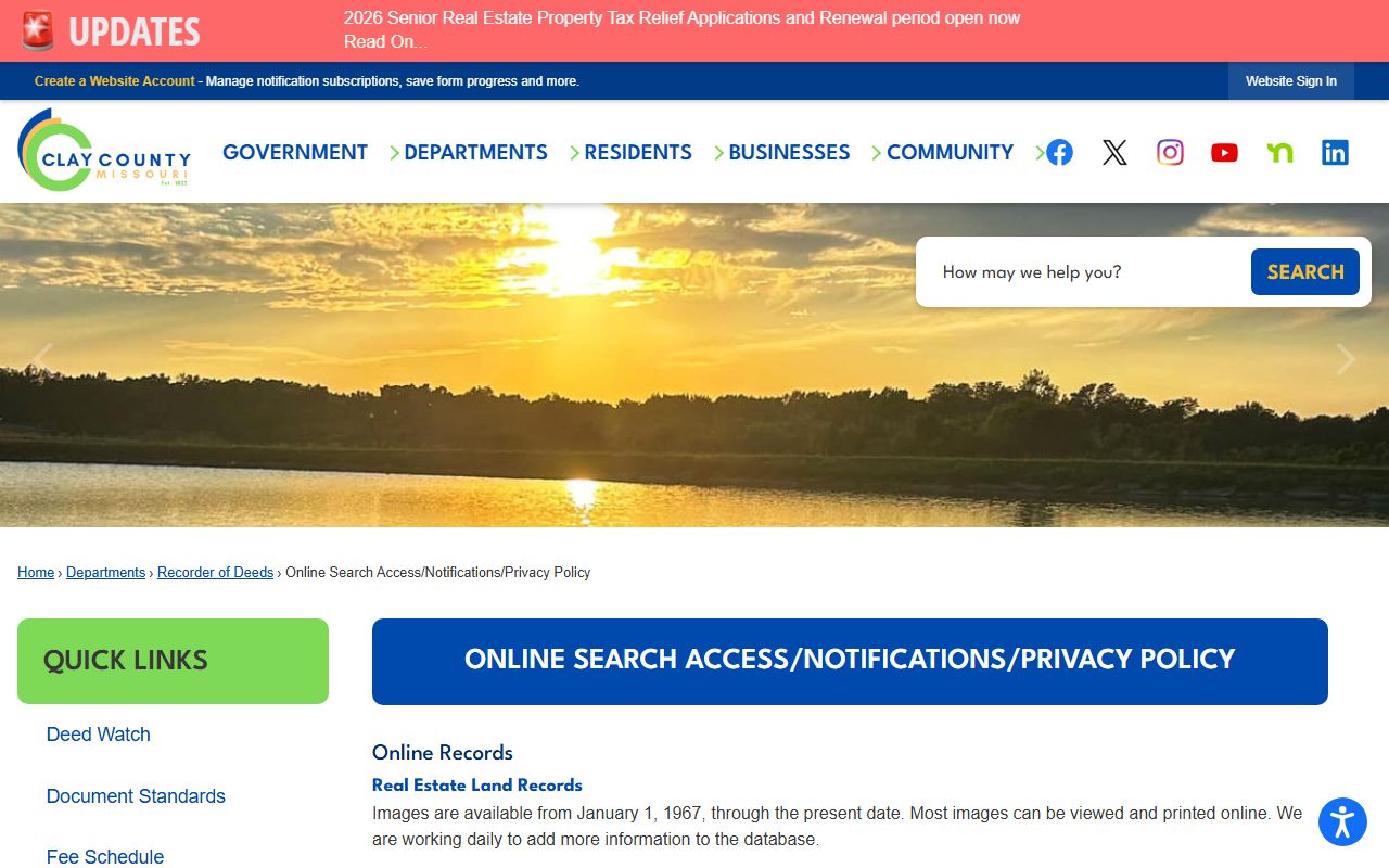 Clay County Missouri online records search for birth and vital records