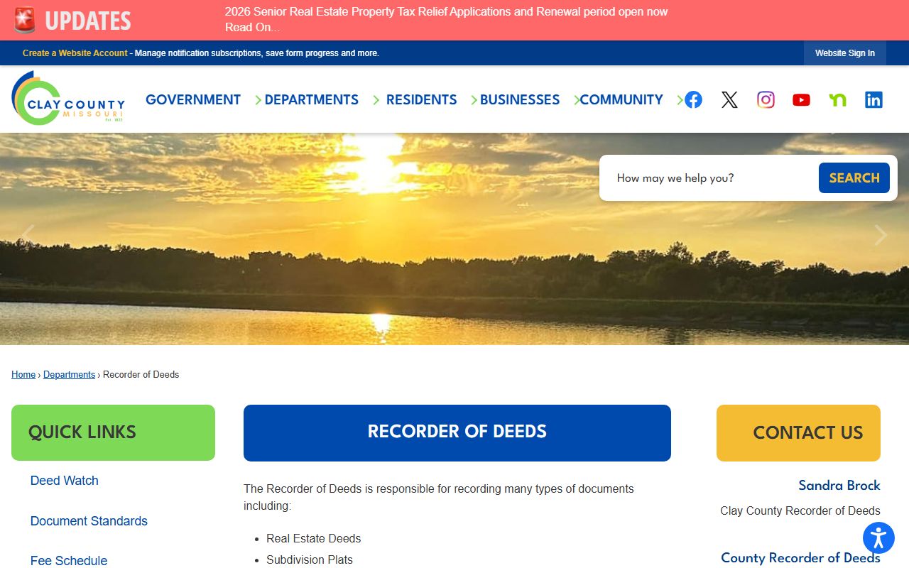 Clay County Recorder of Deeds office in Liberty Missouri for birth records research