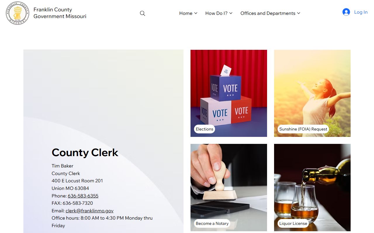 Franklin County Missouri clerk and county offices in Union for birth records reference