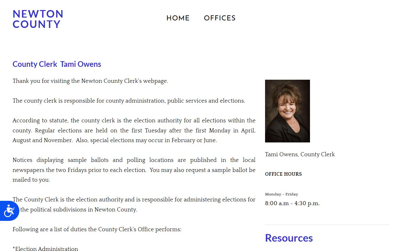 Newton County clerk office building in Neosho Missouri for birth records and vital records access