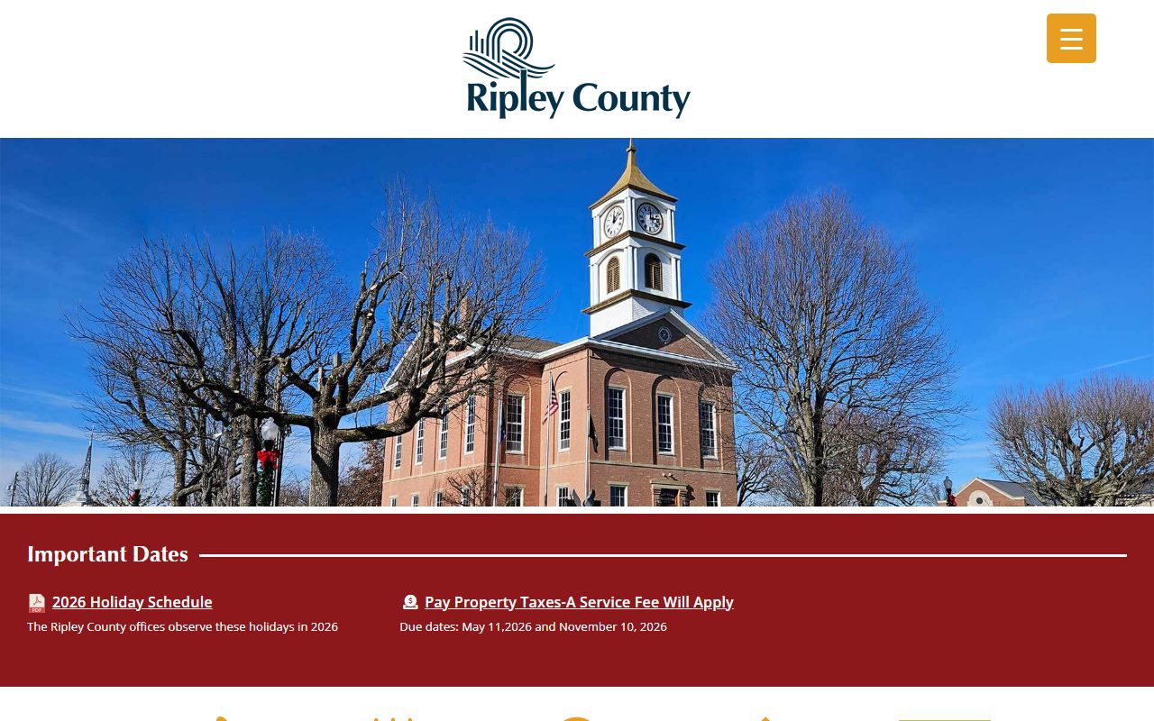 Ripley County Missouri website showing county office and birth records information