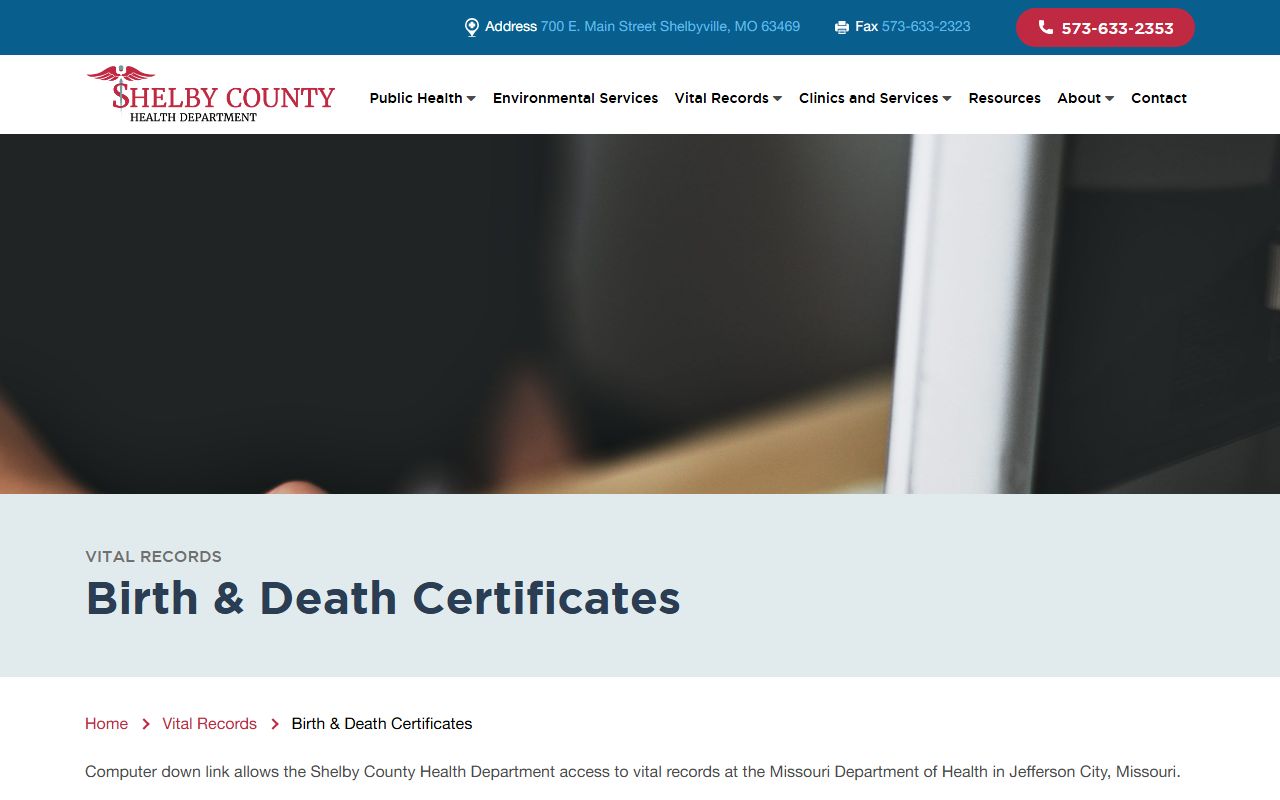 Shelby County Missouri birth records health department vital records services